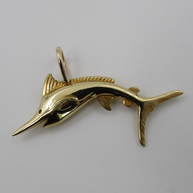 18 Kt Yellow Gold 3D "Swordfish" Pendant S & K Ltd.