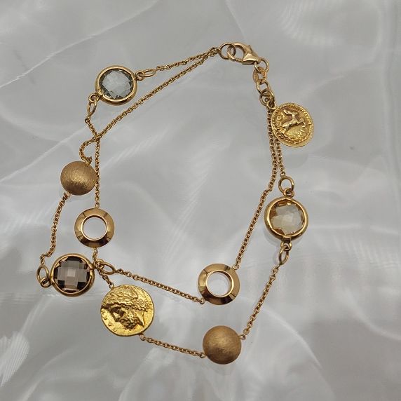 Gold Coin Bracelet, 925 Silver Gold Plated Bracelet, Chain Bracelet, S –  Pure Soul Jewels