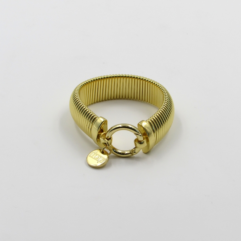 1-AR  18kt Yellow Gold Over Bronze "Ribbed" Bracelet - Image 5