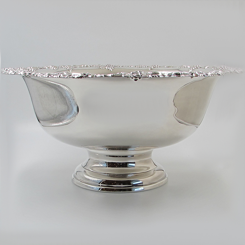 Estate Silver Plated Punch Bowl with Grape Design S & K Ltd.