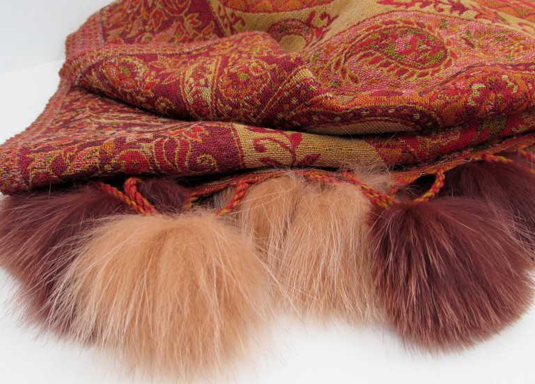 fur pom pom shawl