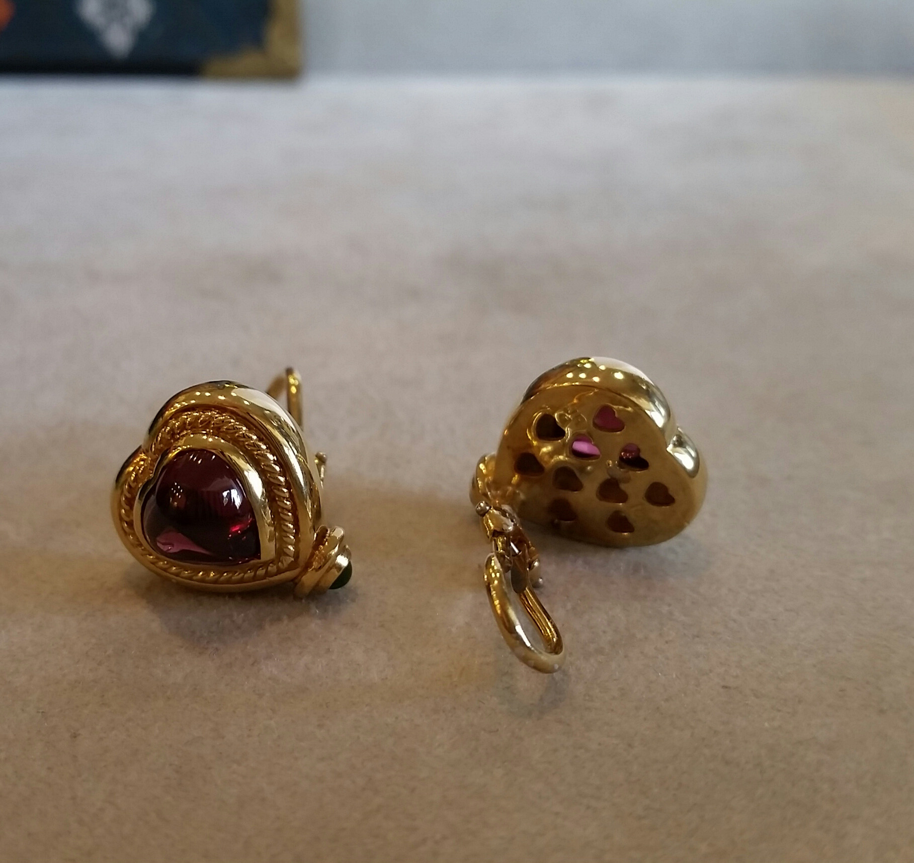 18 Karat Yellow Gold Pink Tourmaline Earrings - S & K Ltd.