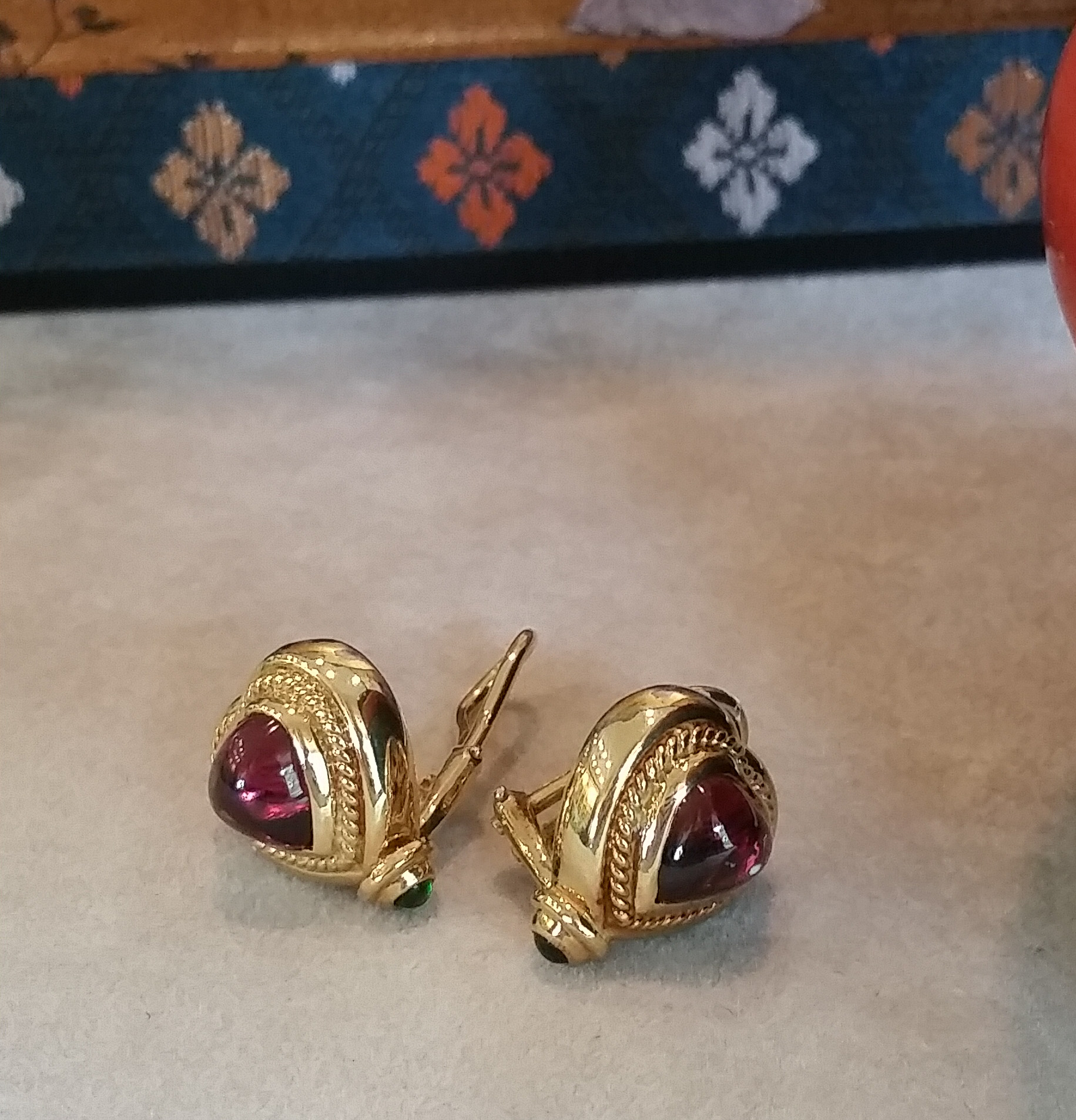 18 Karat Yellow Gold Pink Tourmaline Earrings