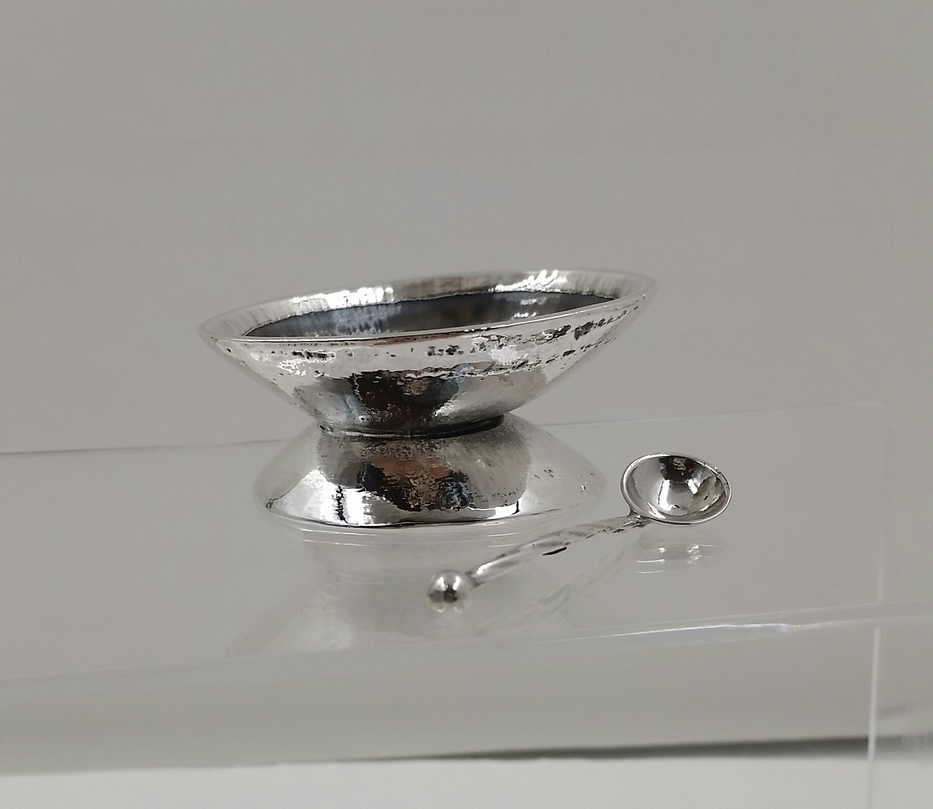 Sterling & Shell Salt Dish with Spoon - S & K Ltd.