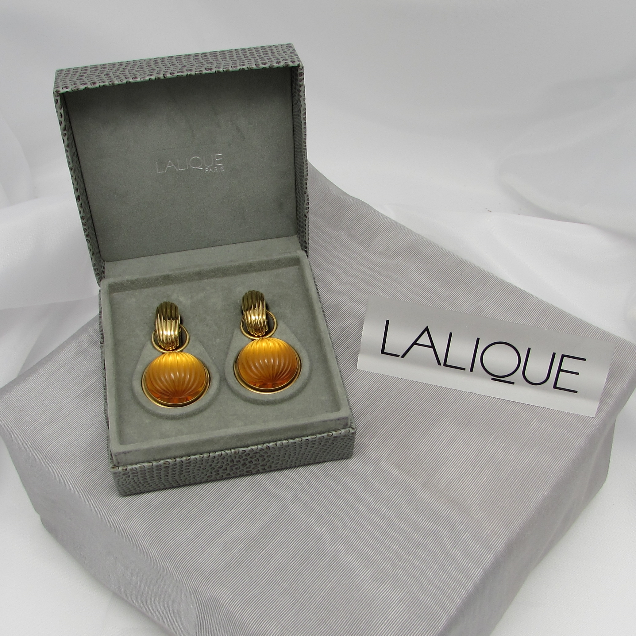 Lalique' "Merita" Amber Earrings