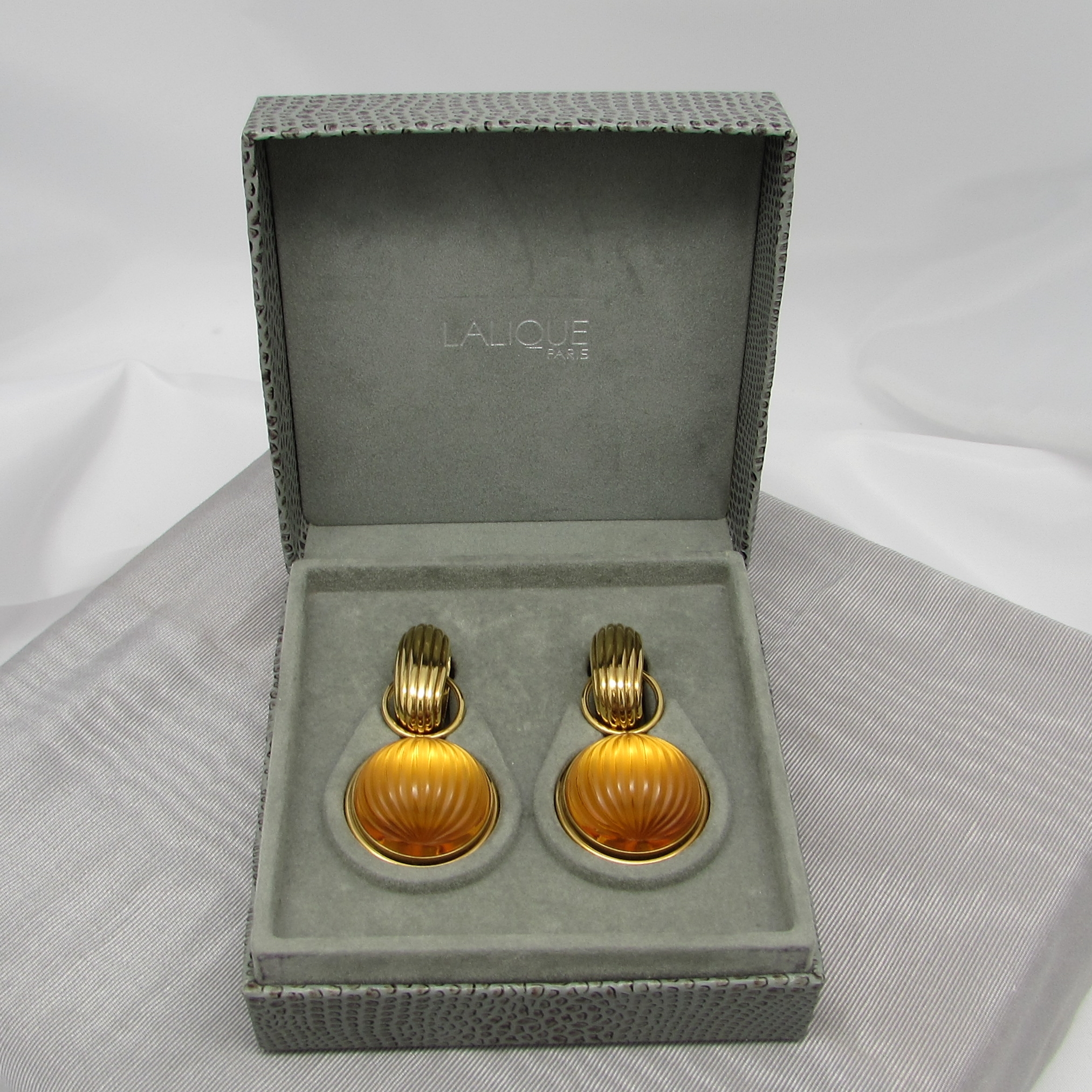 Lalique' "Merita" Amber Earrings - Image 3