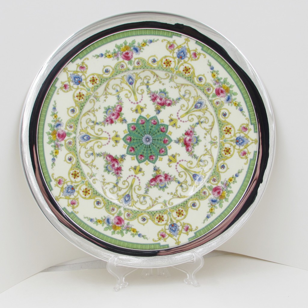 Estate Royal Worcester Porcelain Plate with Sterling Silver Rim - S & K Ltd.