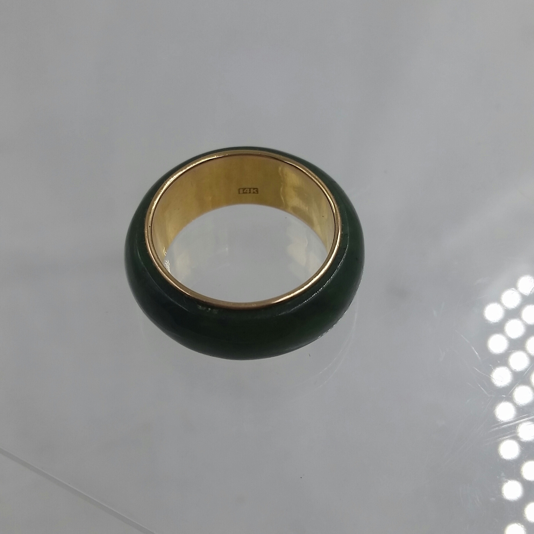 Jade & 14 Karat Yellow Gold Wide Band - Image 6