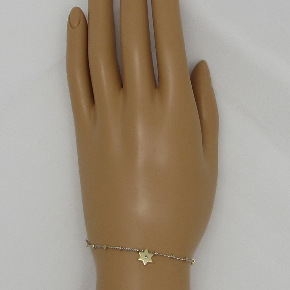 14 Karat Gold Bead Chain Bracelet with Diamond Star Charm - Image 9