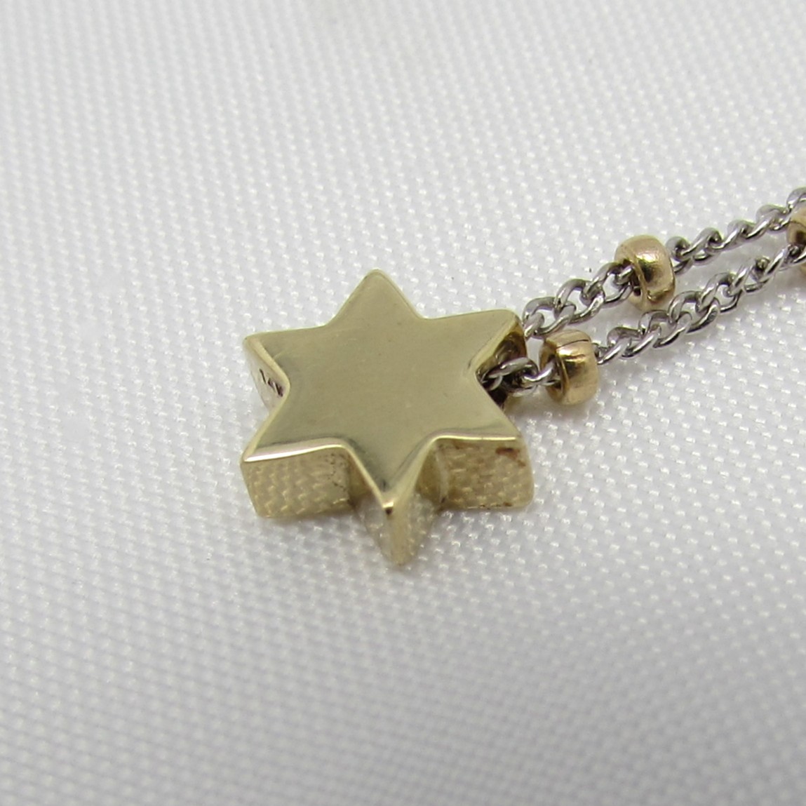 14 Karat Gold Bead Chain Bracelet with Diamond Star Charm - Image 5