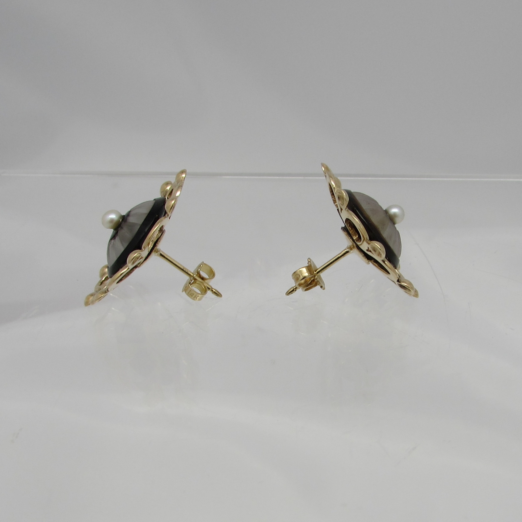 Victorian Onyx, Quartz & Pearl Earrings - Image 10