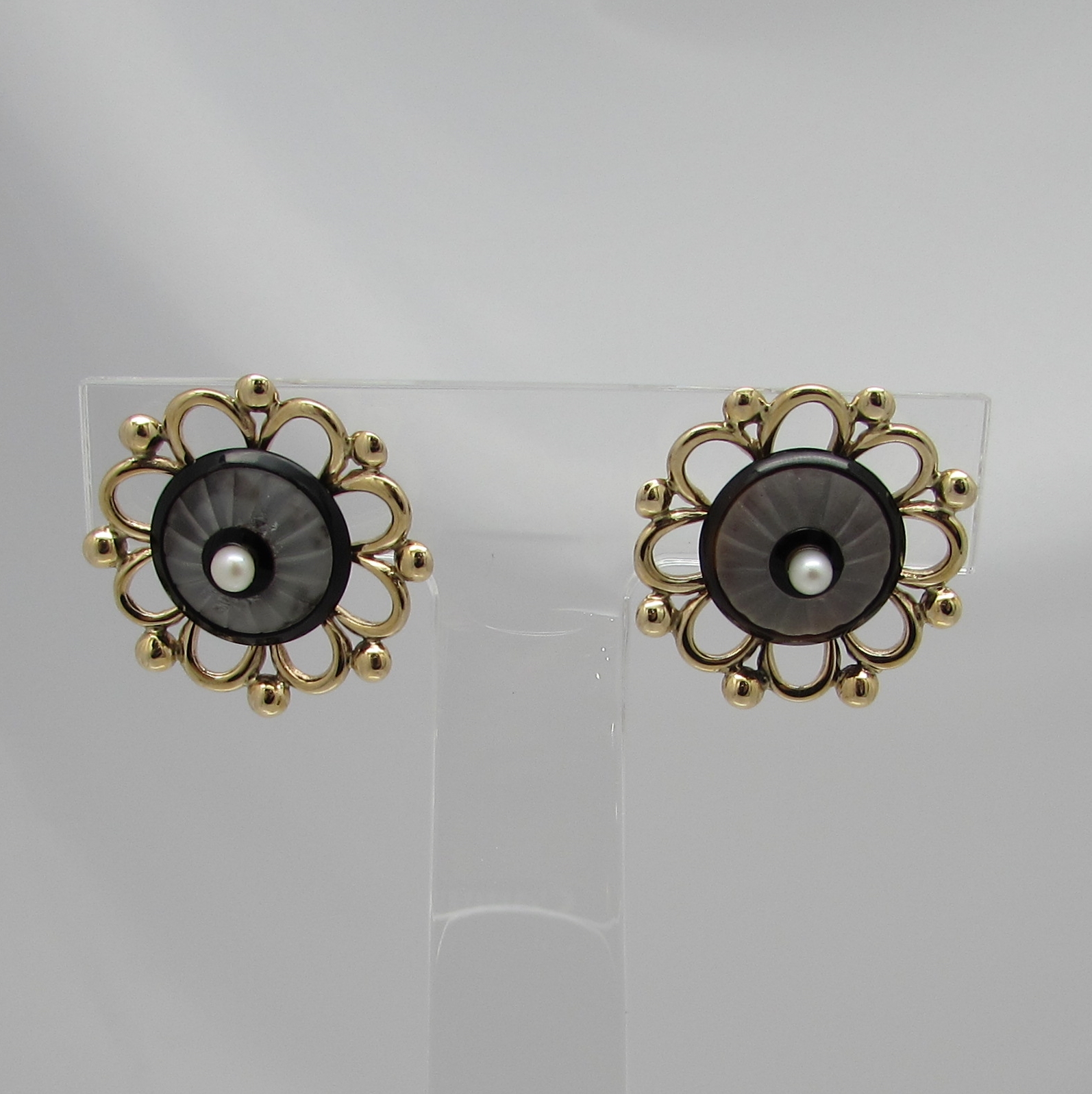 Victorian Onyx, Quartz & Pearl Earrings - Image 5