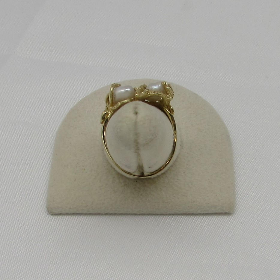 14 Karat Yellow Gold Baroque Shape Pearl Ring - Image 6