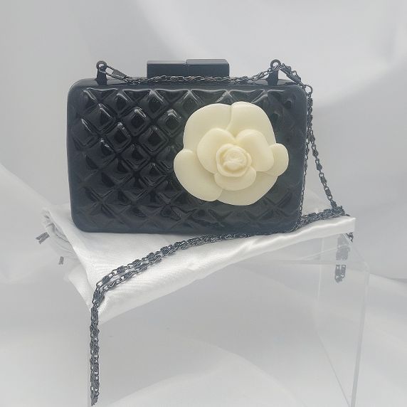 White Rose Clutch with Chain Strap - Image 2