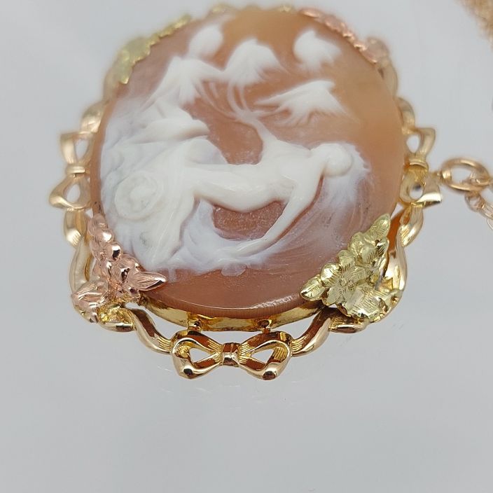 Cameo "Dove Chariot" Pendant on Chain Necklace - Image 10