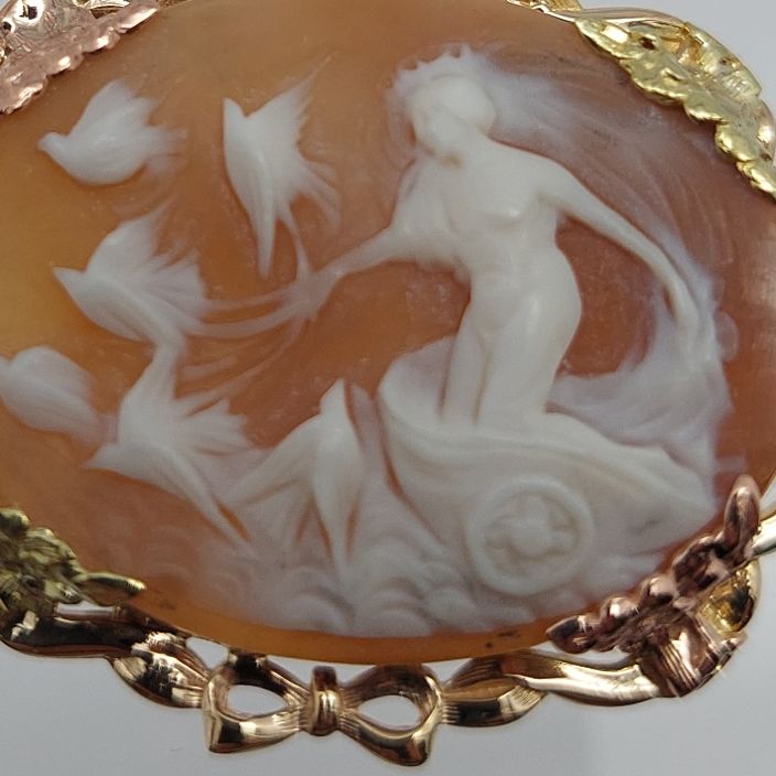 Cameo "Dove Chariot" Pendant on Chain Necklace - Image 12