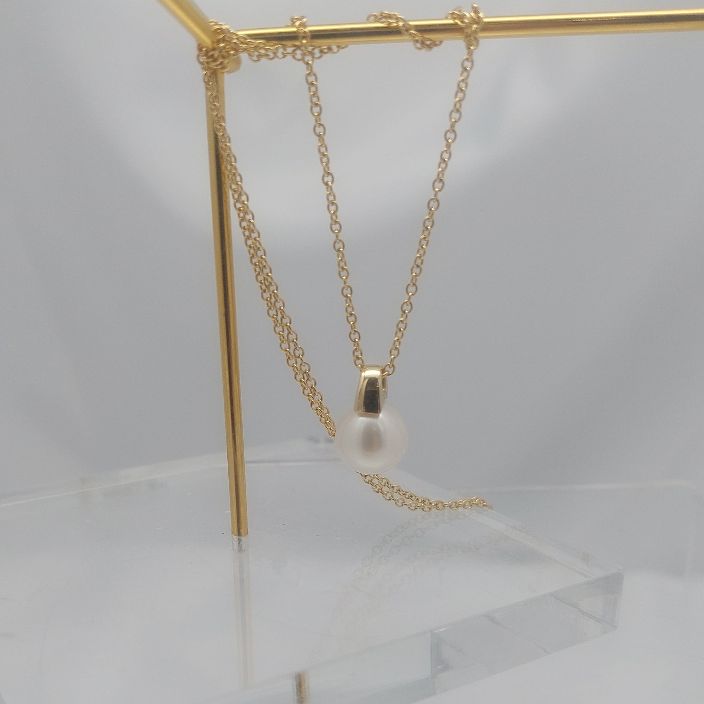 Natural Akoya Pearl Pendant on Chain Necklace