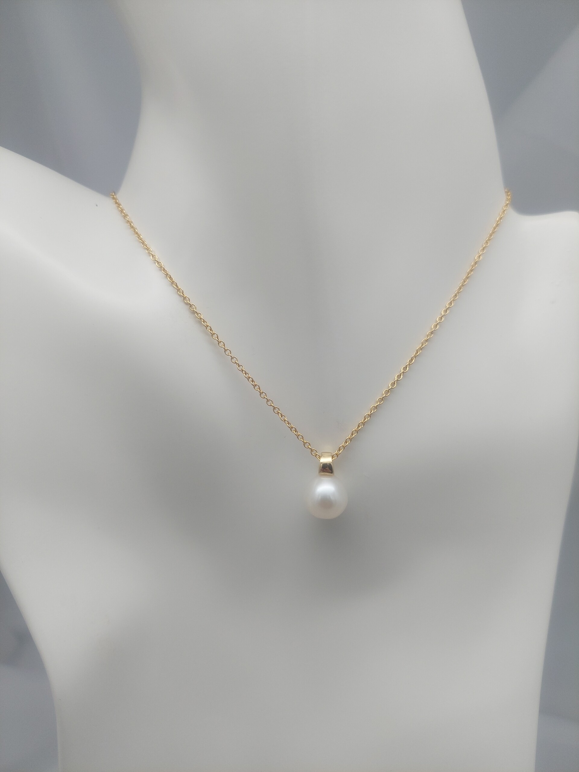 Natural Akoya Pearl Pendant on Chain Necklace - Image 3