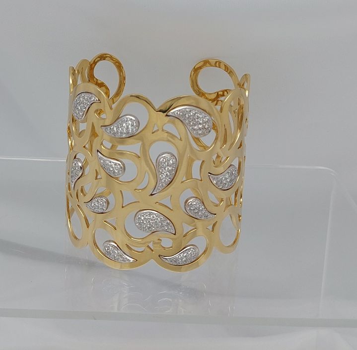 Diamond Wide "Paisley" 18KT Cuff