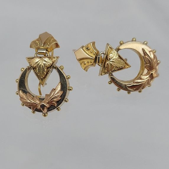 9KT Old Victorian Drop Earrings - Image 2