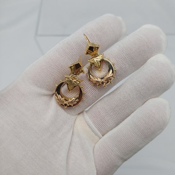 9KT Old Victorian Drop Earrings - Image 6