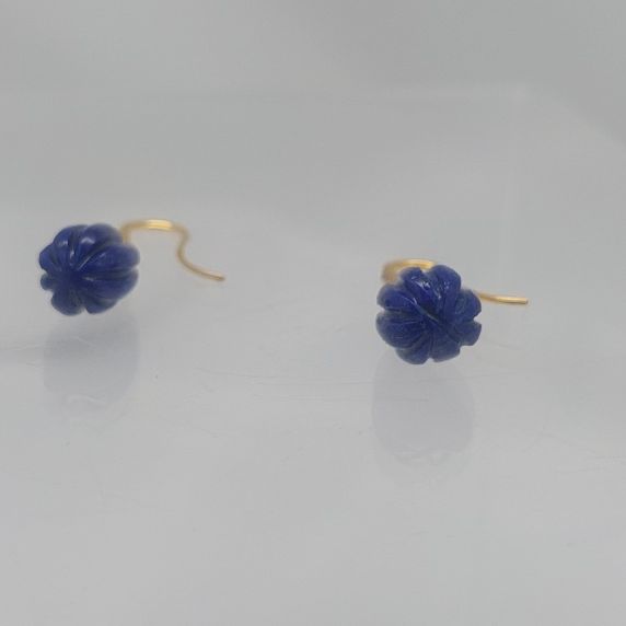 Lapis Drop & Diamond 18KT Earrings - Image 6