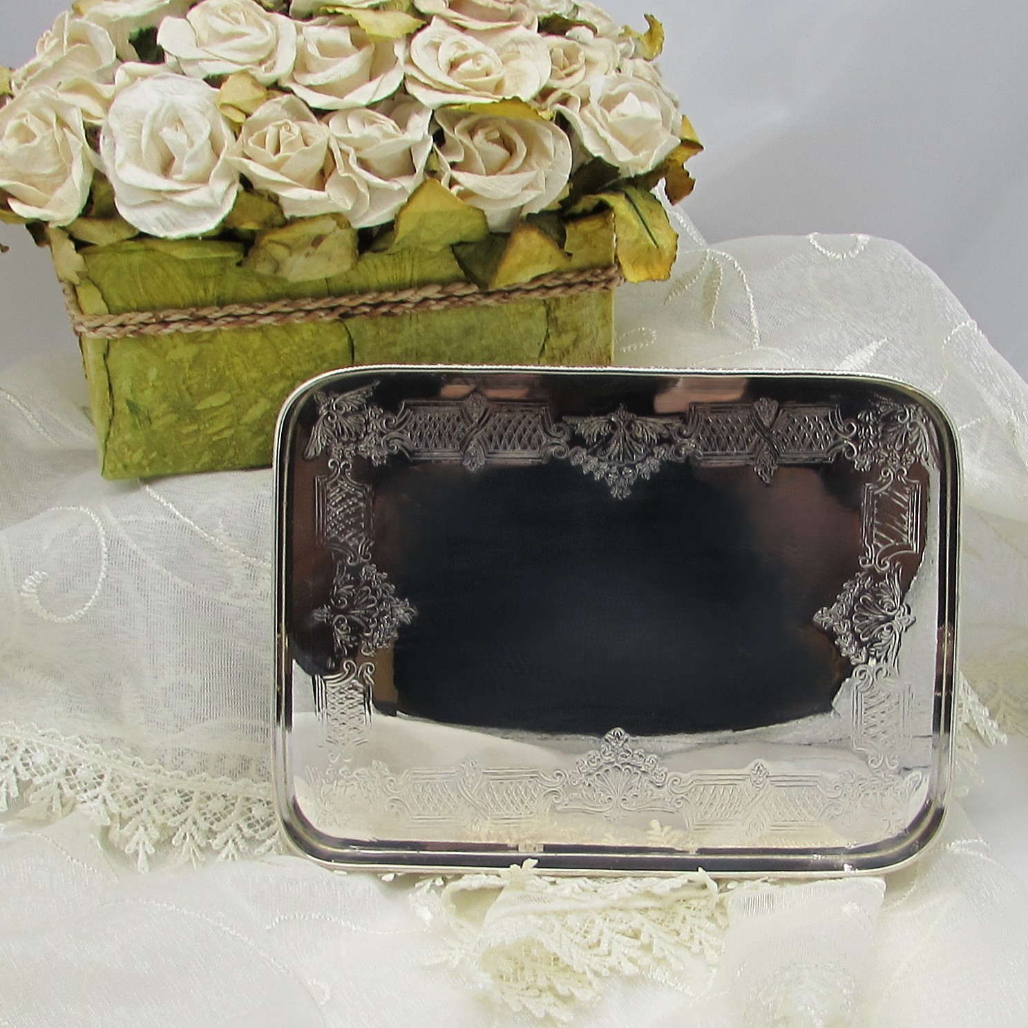 Silver-Plated Engraved Gallery Tray