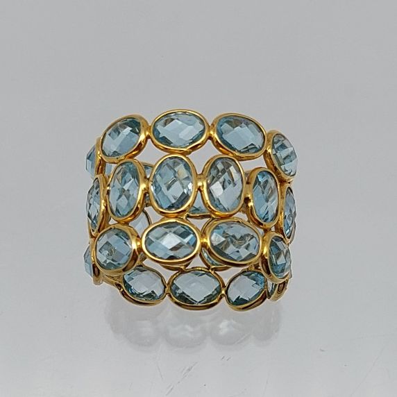 Blue Topaz "Triple Path" 18KT Band - Image 5