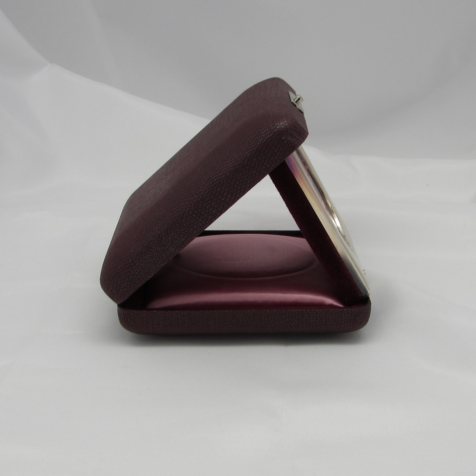 English Sterling & Burgundy Leather Travel Frame - Image 3