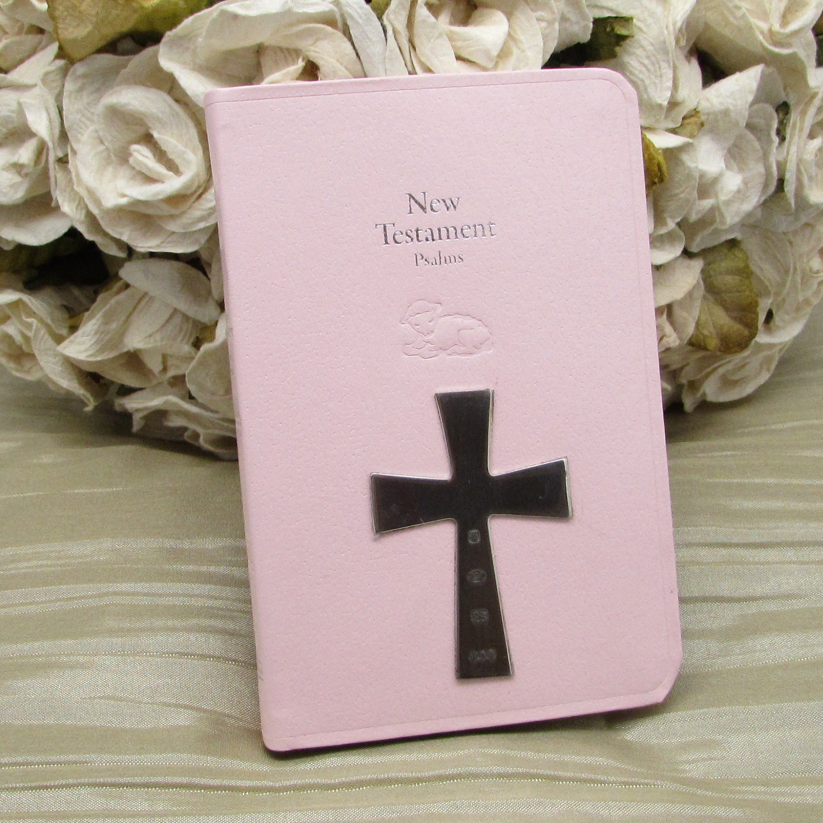 Child's Pink New Testament Bible with Sterling Cross