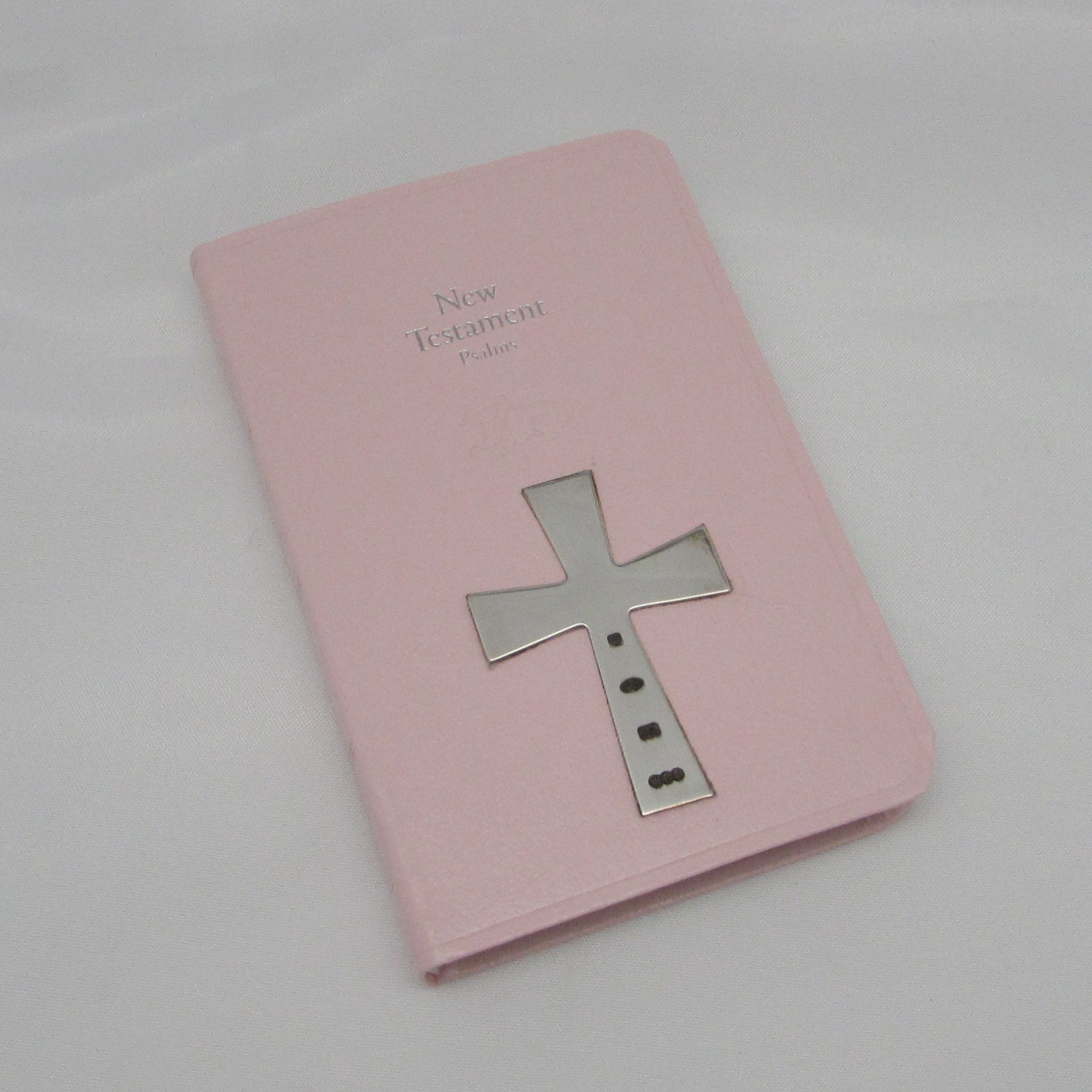 Child's Pink New Testament Bible with Sterling Cross - Image 2