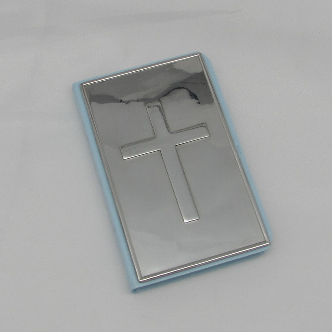 Child's Blue New Testament Bible with Pewter Cross Top - Image 2