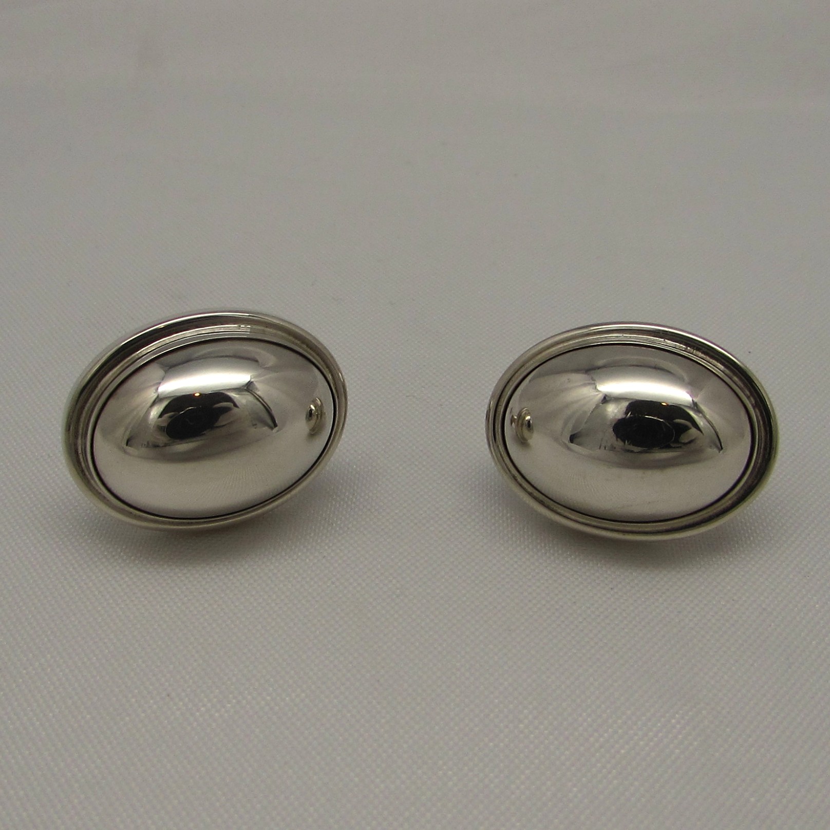 Georg Jensen Sterling Oval Cab Shape Style Earrings - Image 2