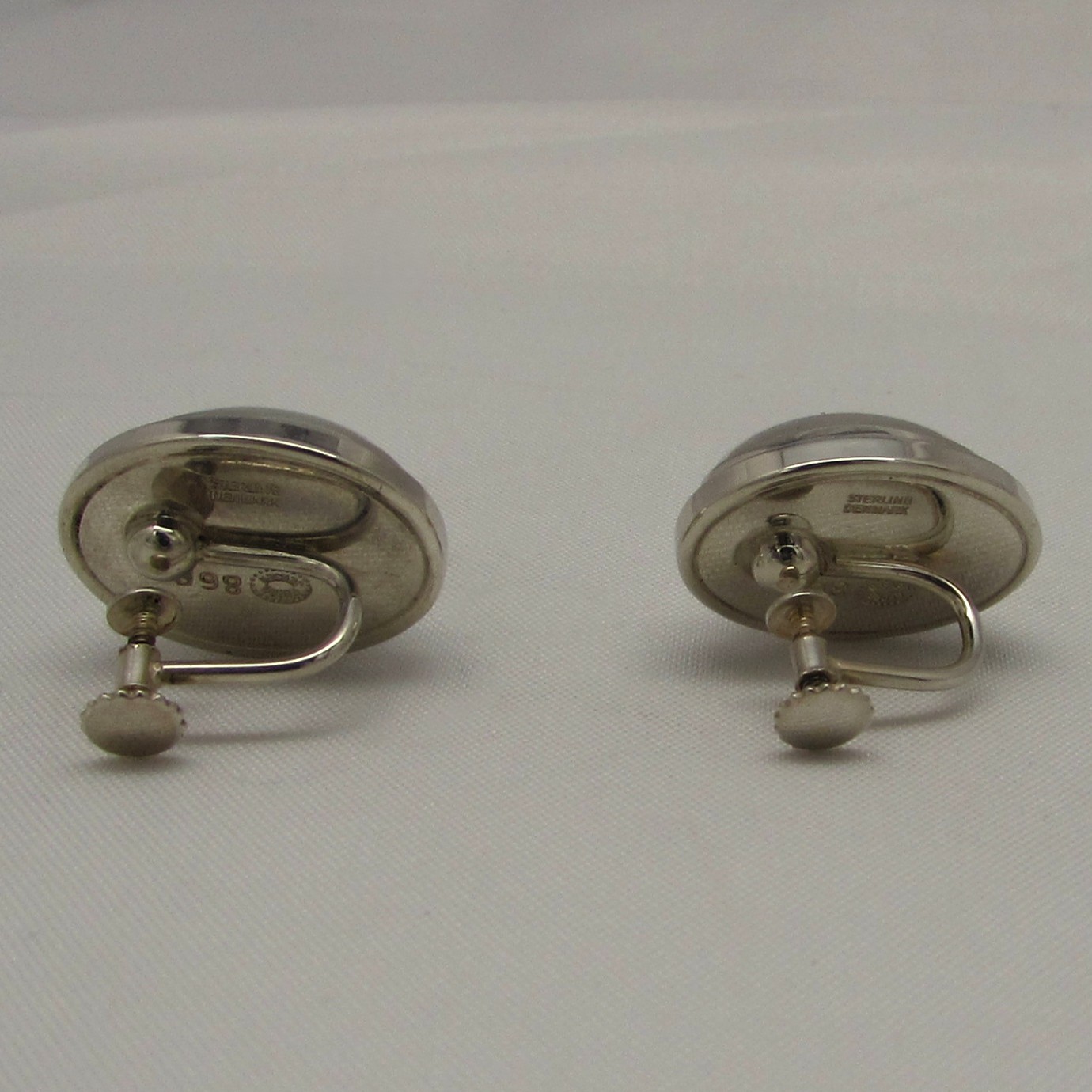 Georg Jensen Sterling Oval Cab Shape Style Earrings - Image 5