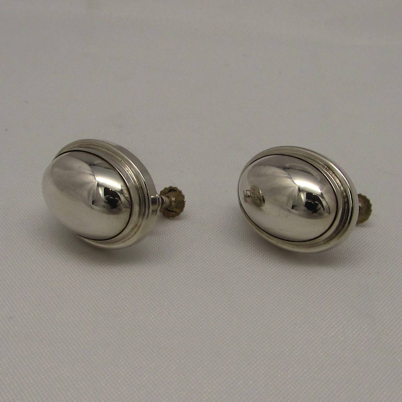 Georg Jensen Sterling Oval Cab Shape Style Earrings - Image 3