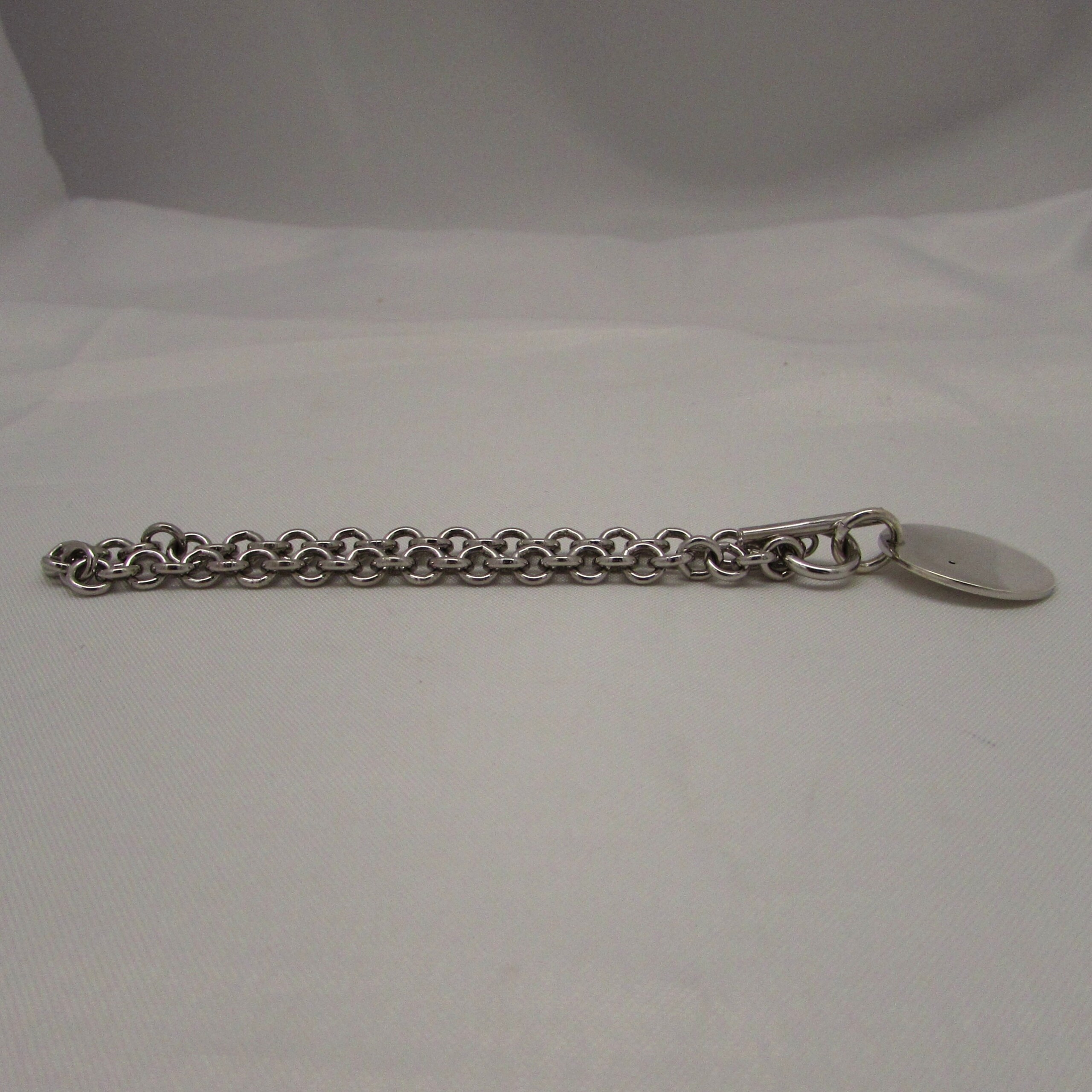 Sterling Chain Link Bracelet with Round Disc Charm - Image 5