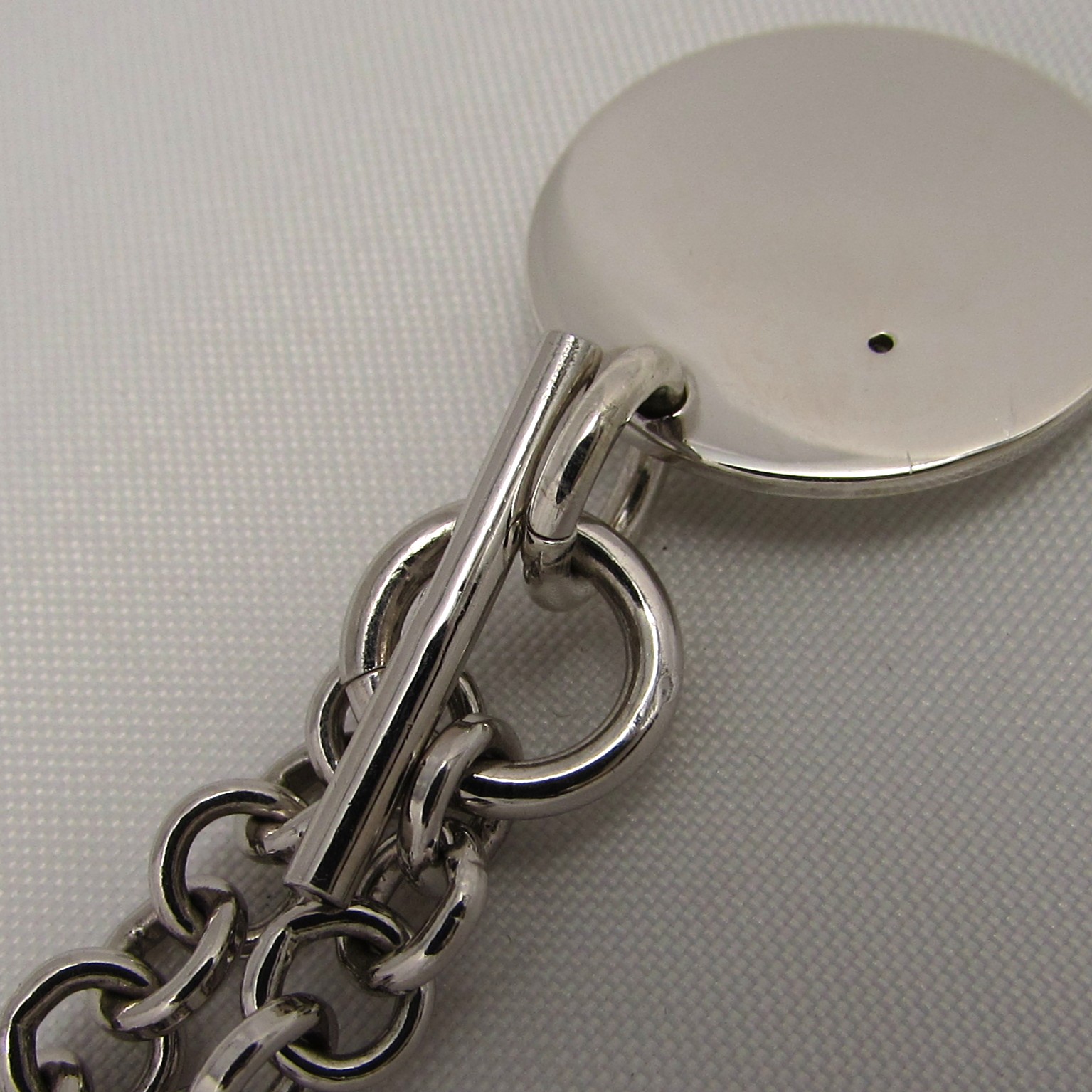 Sterling Chain Link Bracelet with Round Disc Charm - Image 7