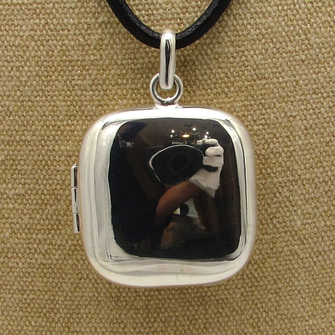 Sterling Engravable Locket & Leather Necklace - Image 10