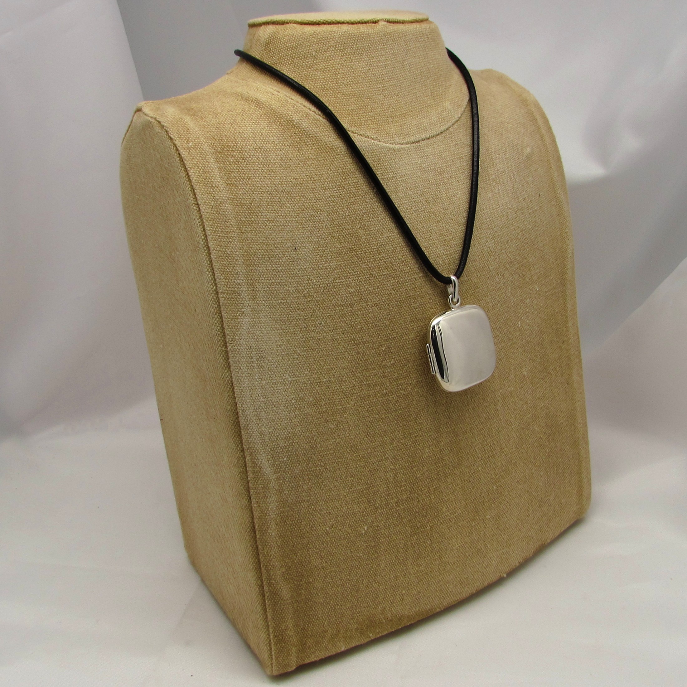 Sterling Engravable Locket & Leather Necklace - Image 8