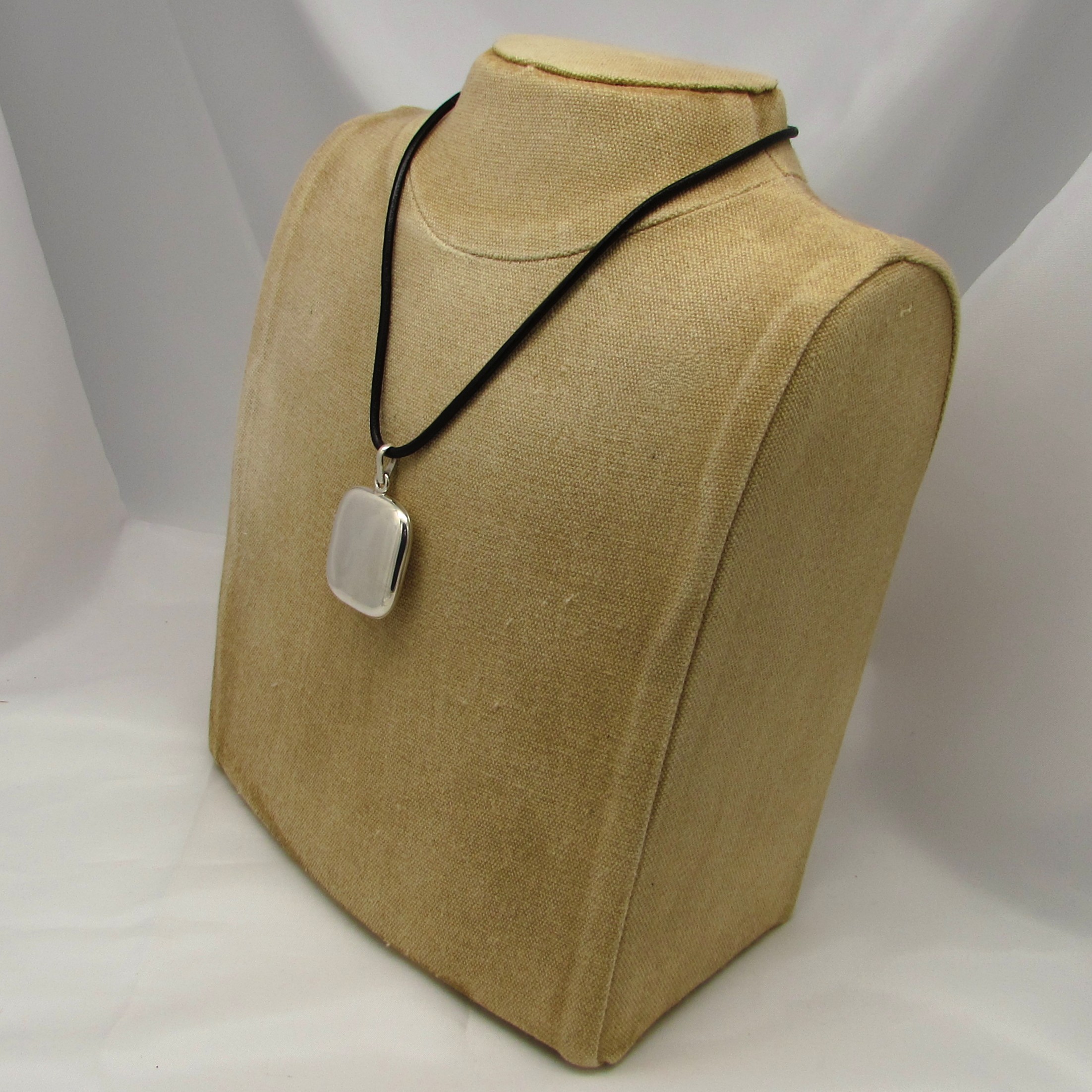Sterling Engravable Locket & Leather Necklace - Image 3