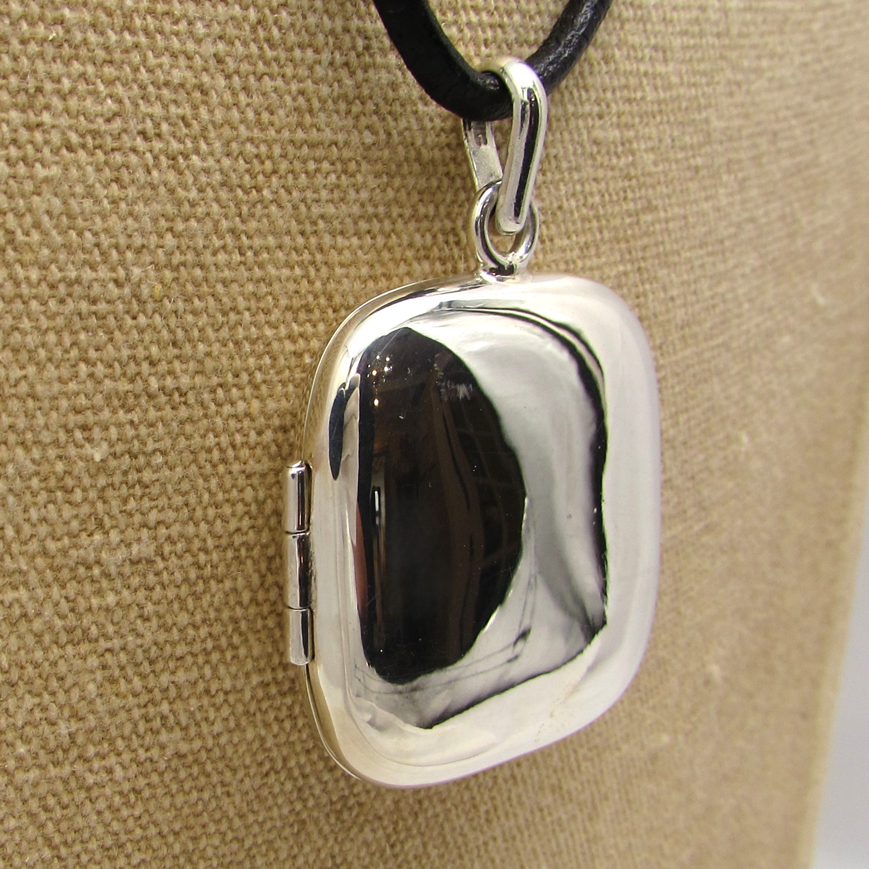 Sterling Engravable Locket & Leather Necklace - Image 9