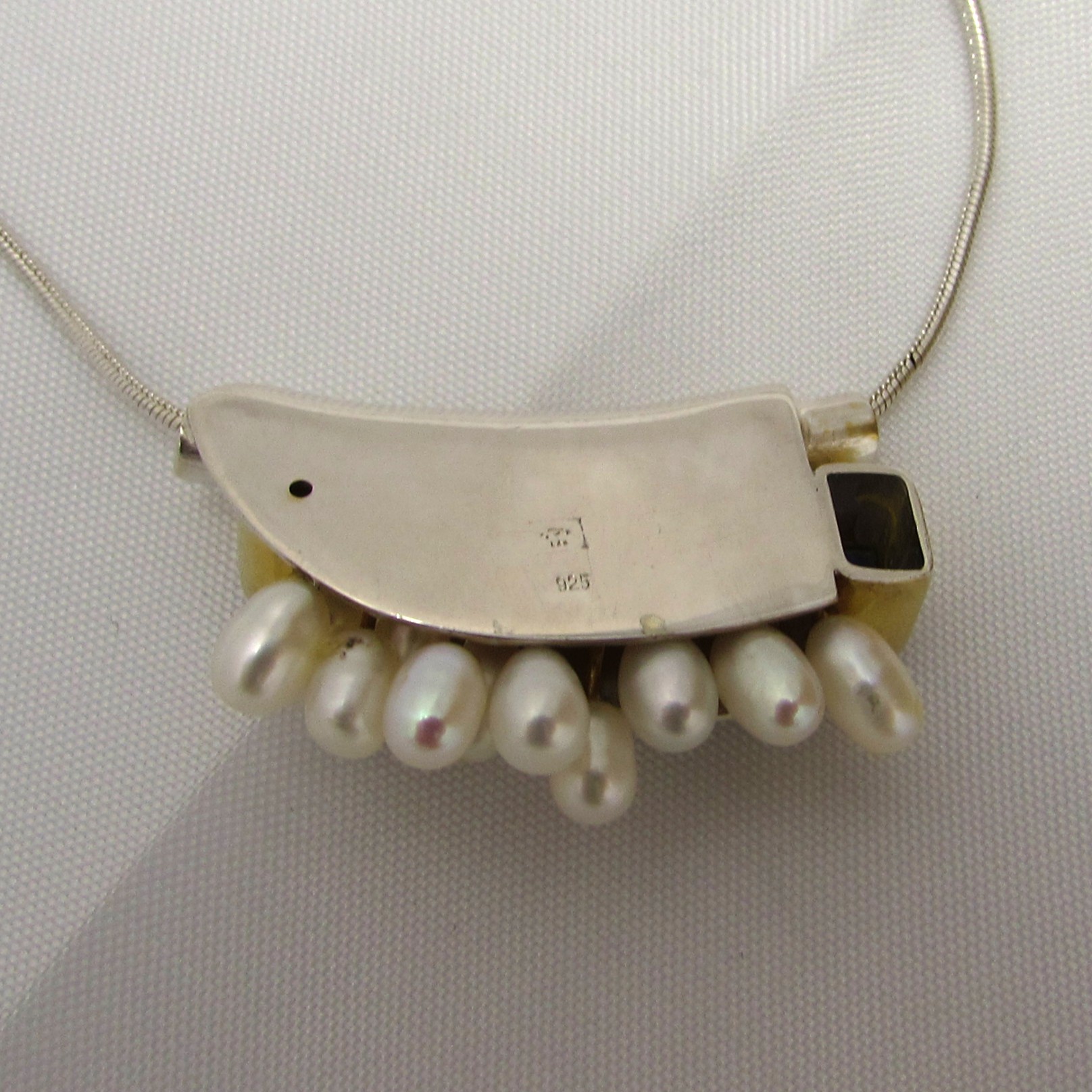 Modern Multi-Stone & Pearl Sterling Necklace - Image 10