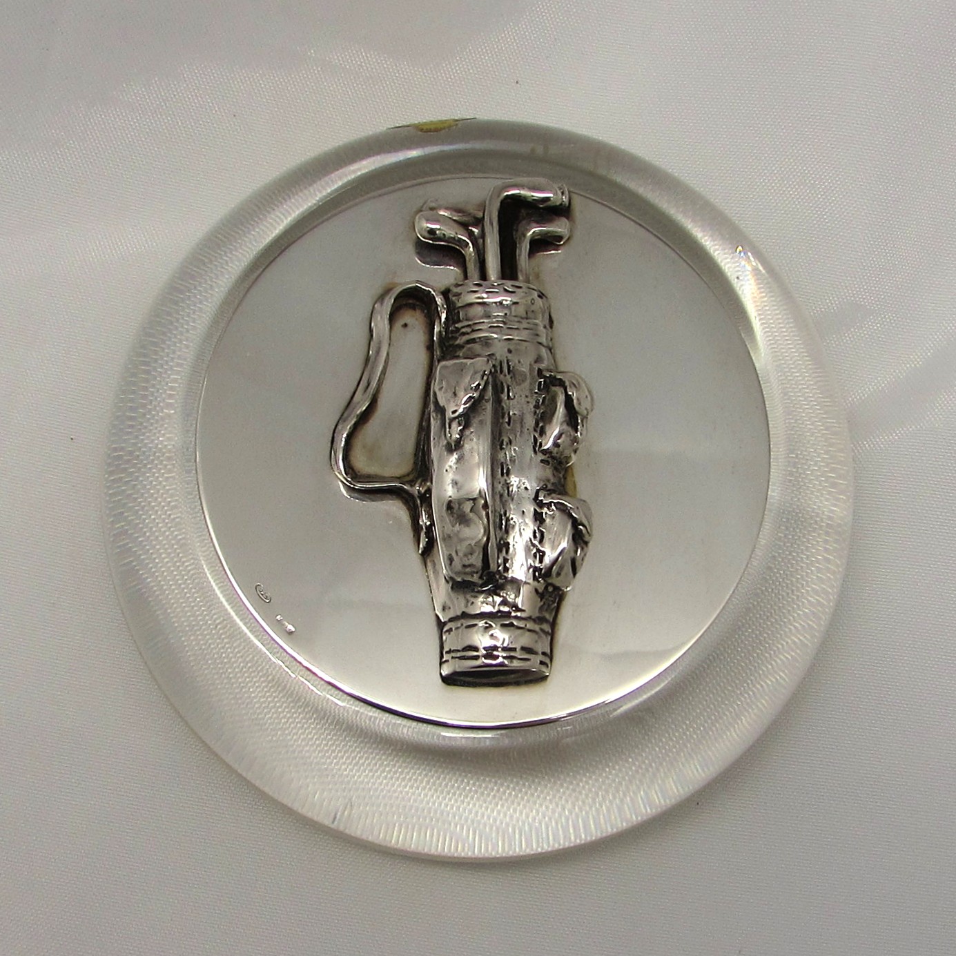 Crystal Paperweight with Sterling Golf Bag - Image 2