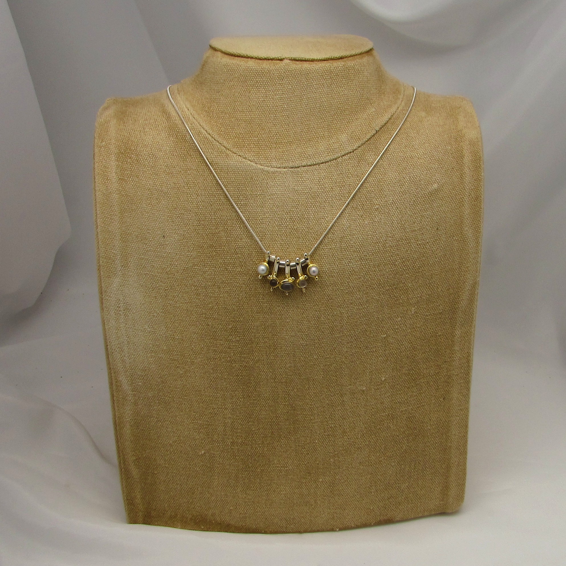 Sterling Necklace with Gold Plated Charms - Image 2