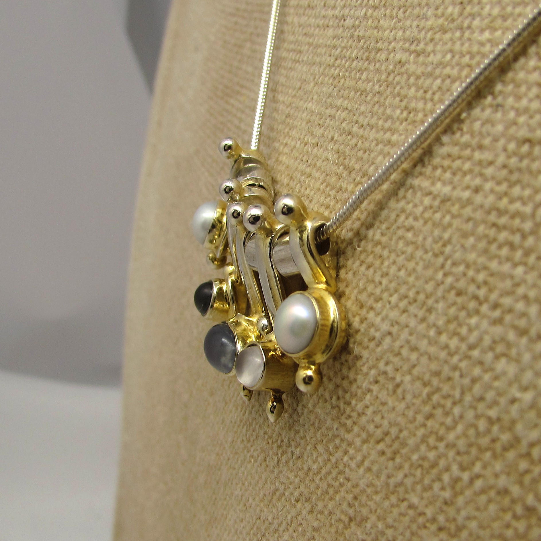 Sterling Necklace with Gold Plated Charms - Image 11