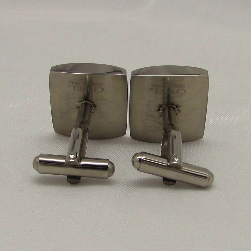 Stainless Steel & Wood Inlay Cufflinks - Image 4