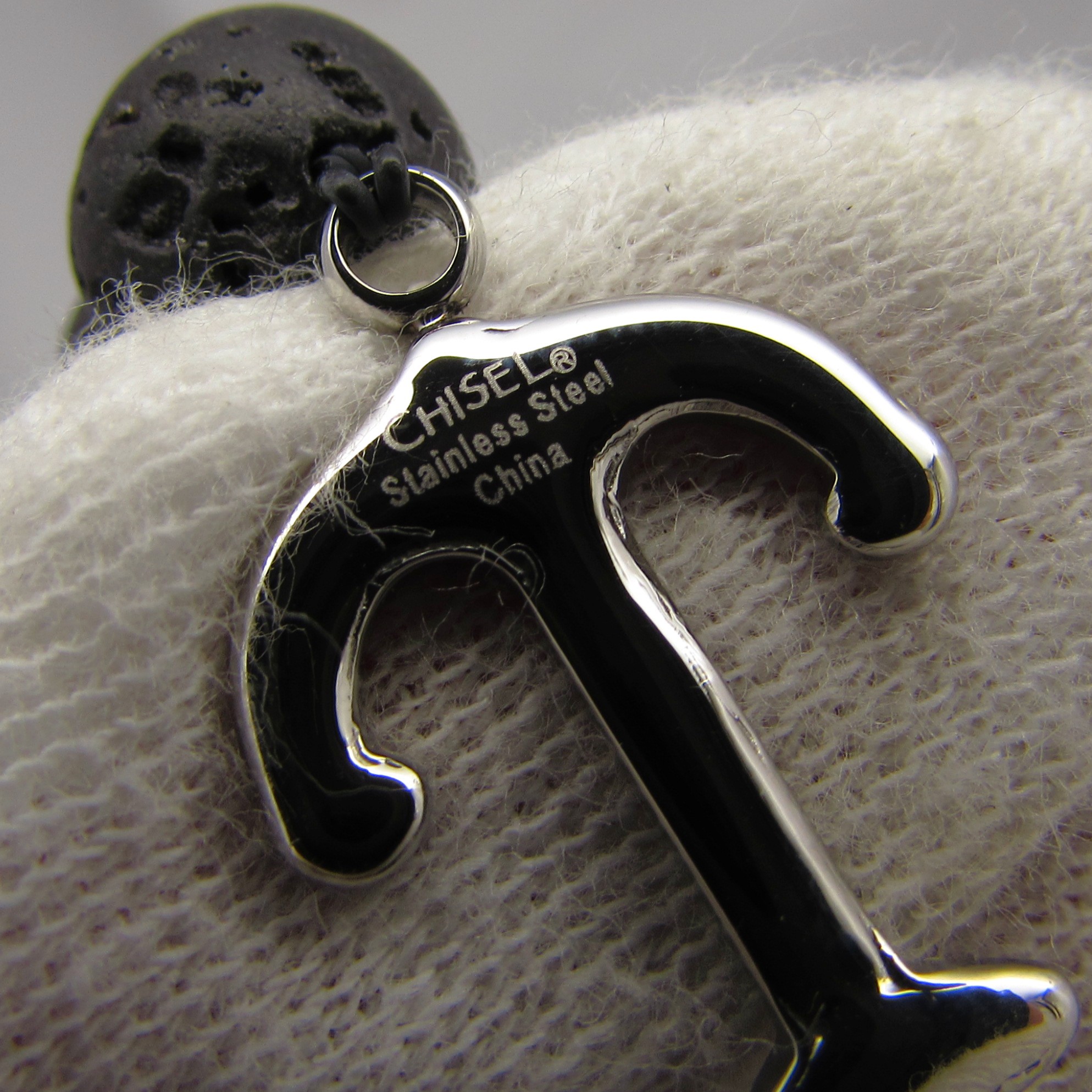Black Lava Rock & Stainless Steel "Anchor" Men's Bracelet - Image 6