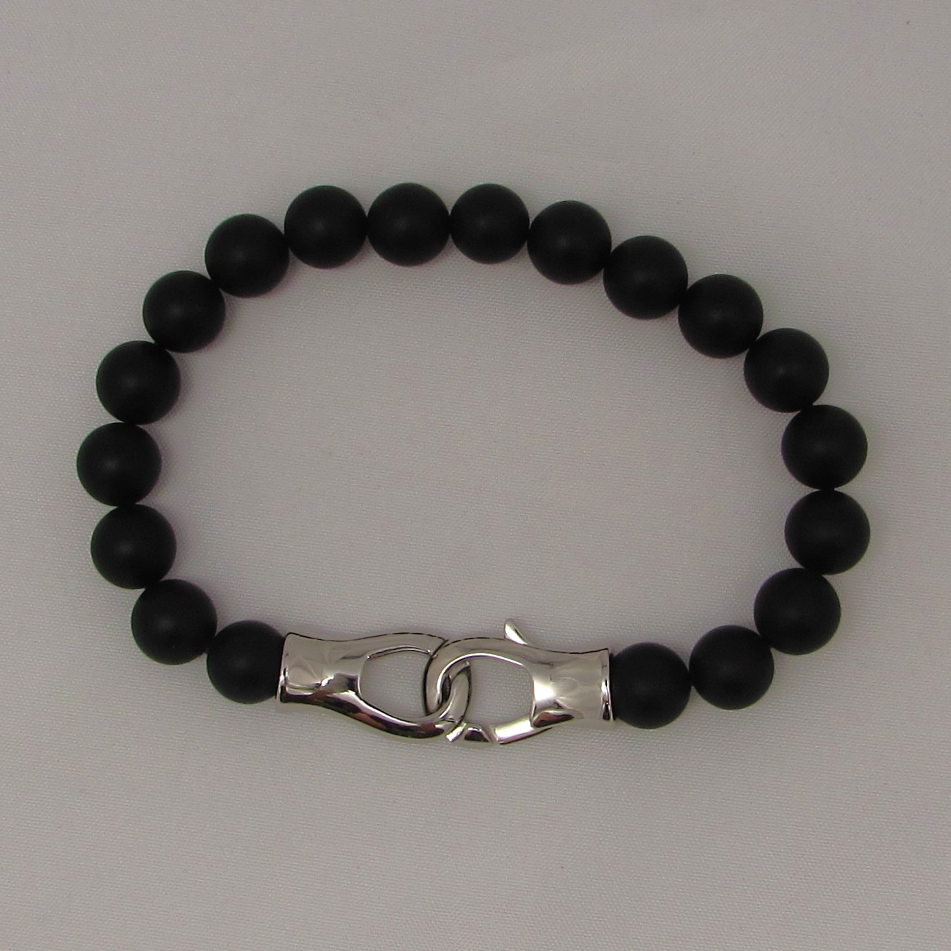 Agate Bead and Stainless Steel Men's Bracelet - Image 2