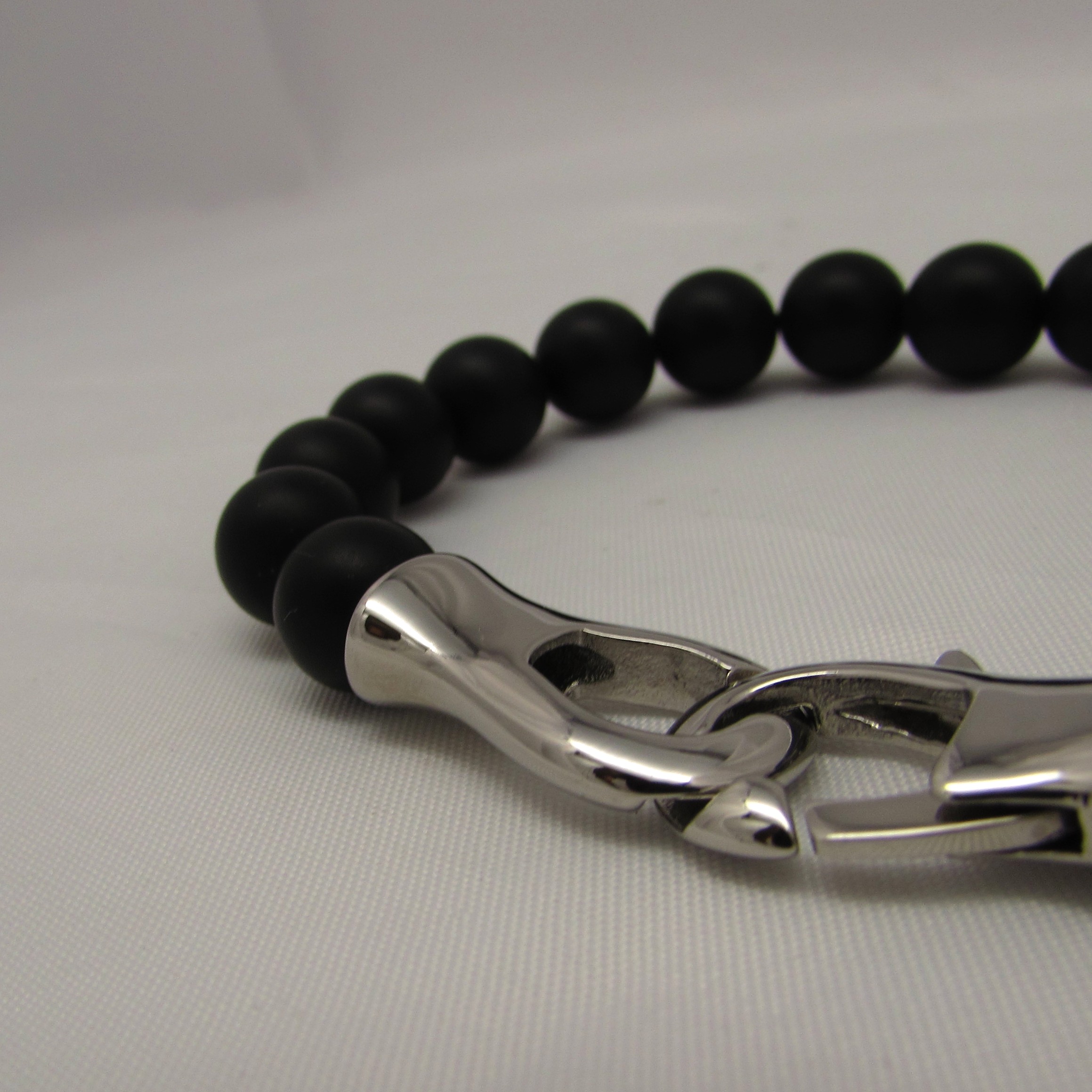 Agate Bead and Stainless Steel Men's Bracelet - Image 4