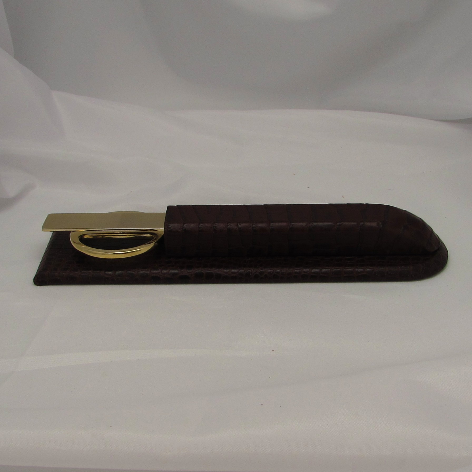 Brown Leather Case with Letter Opener and Scissors Set - Image 4